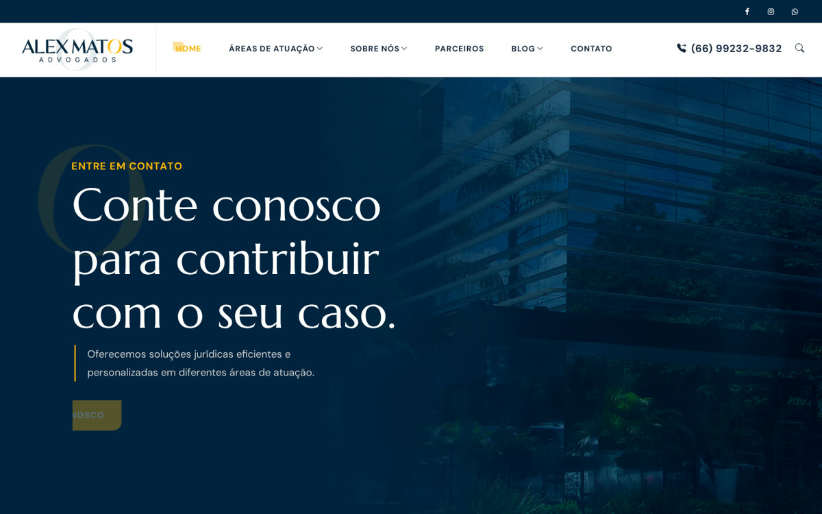 Site da Alex Matos Advogados criado pela Agência GS